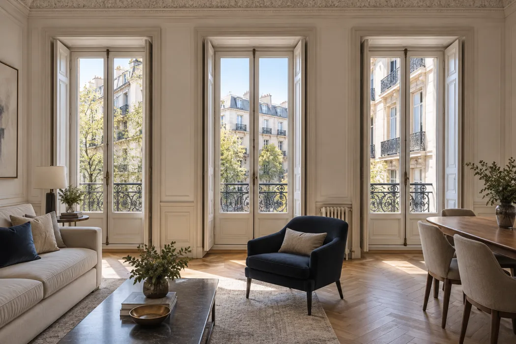 Ventanales renovados en el barrio de Salamanca